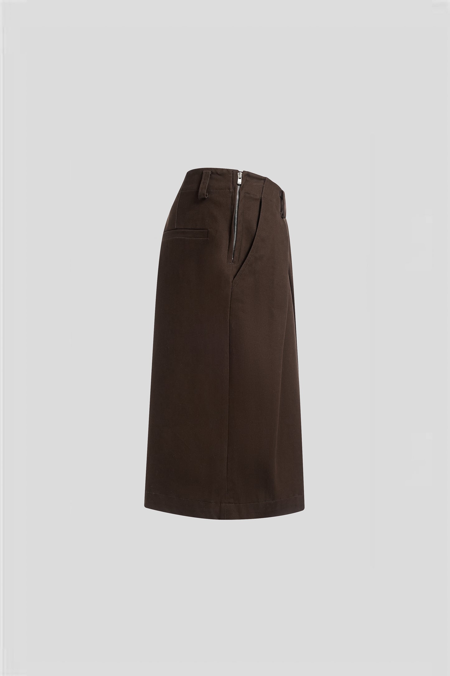 Pleated Side-zip Cropped Pants Coffee