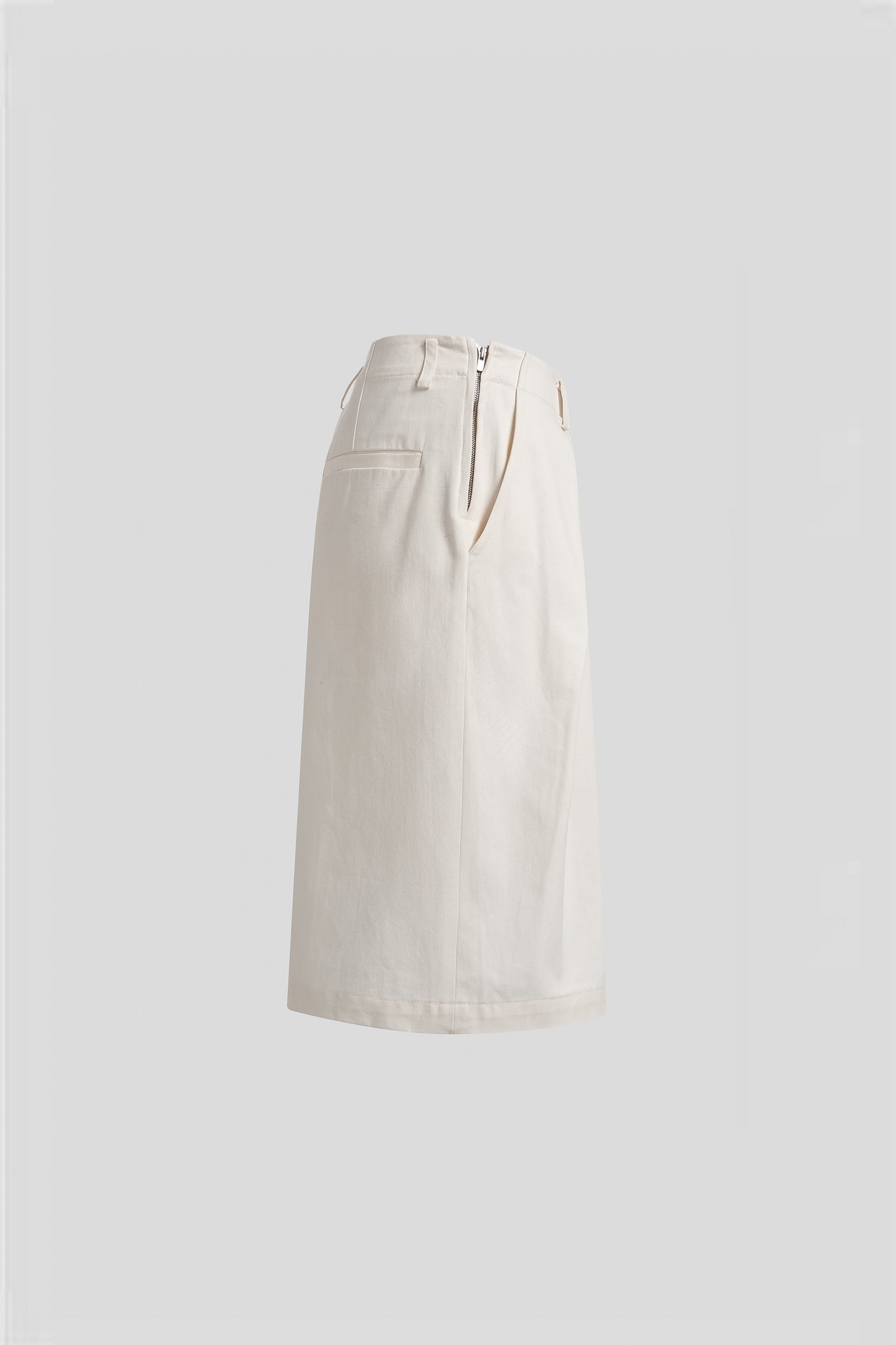 Pleated Side-zip Cropped Pants Off-White