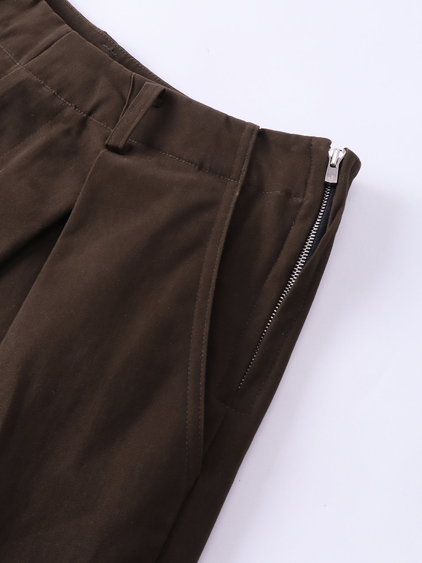 Pleated Side-zip Cropped Pants Coffee